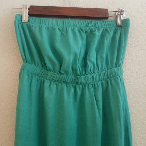 O'Neill Strapless Boho Tropical Floral Teal Resortwear Two Side Slit Flowy Maxi - Picture 8 of 11